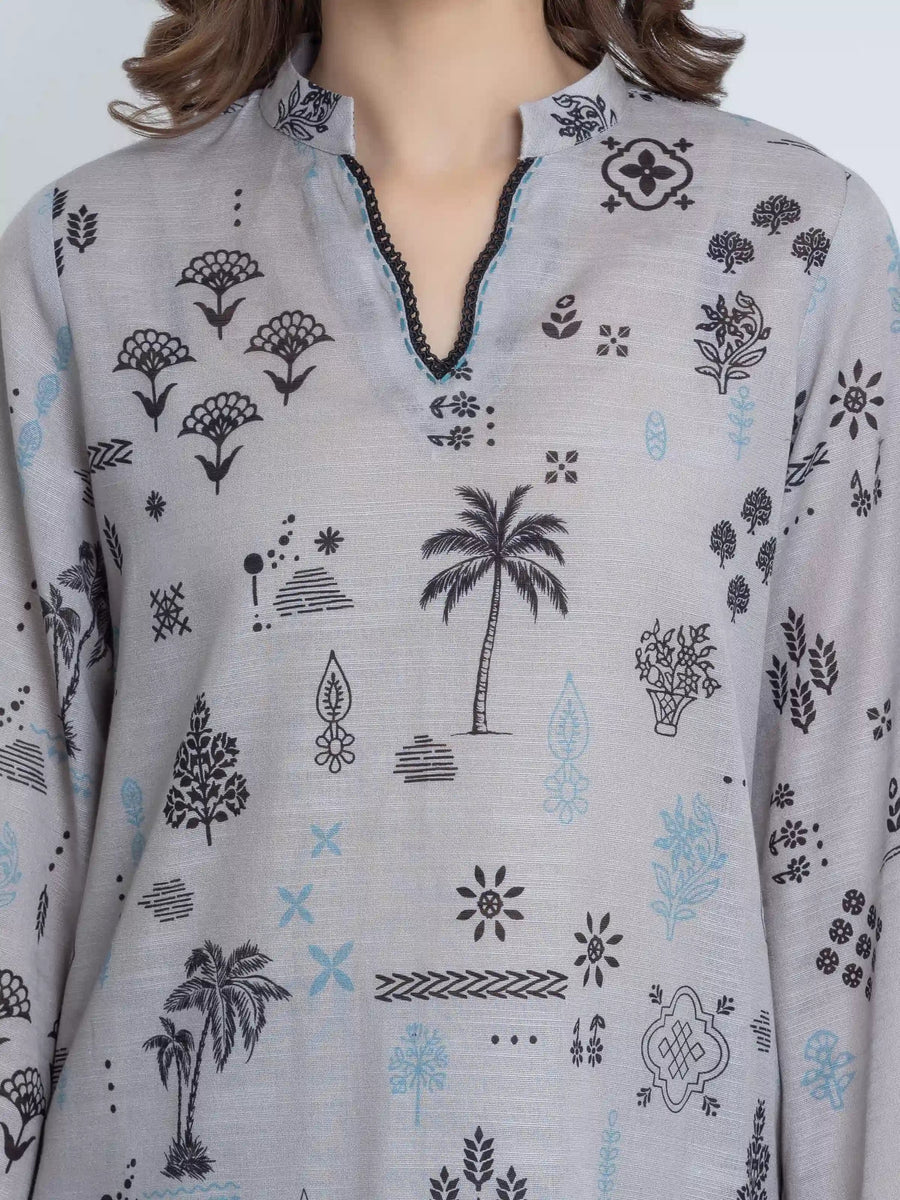 edenrobe Allure Unstitched Printed Khaddar 3Pc Suit EWU6A3-37111