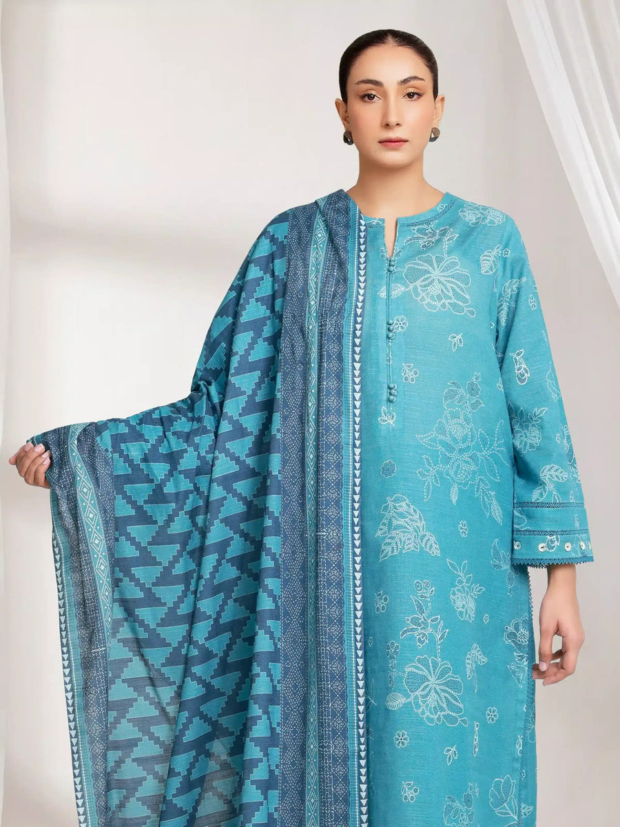 edenrobe Allure Unstitched Printed Khaddar 3Pc Suit EWU6A3-37116