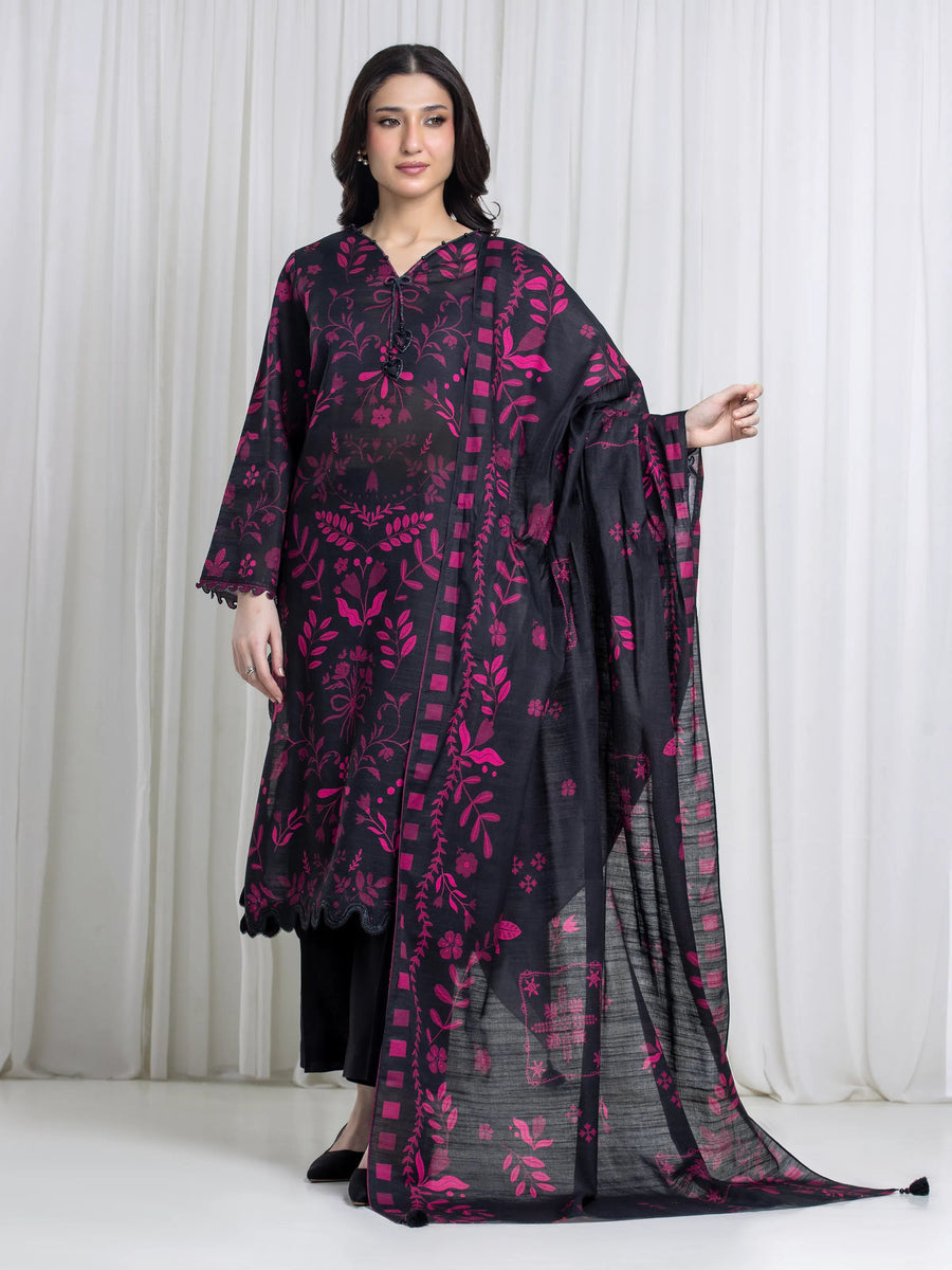 edenrobe Allure Unstitched Printed Khaddar 3Pc Suit EWU6A3-37121
