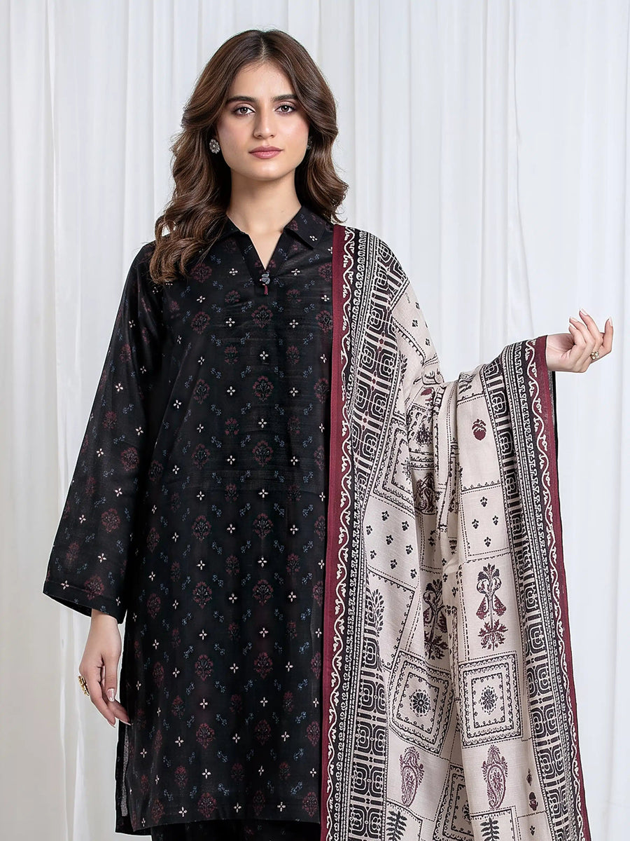 edenrobe Allure Unstitched Printed Khaddar 3Pc Suit EWU6A3-37179
