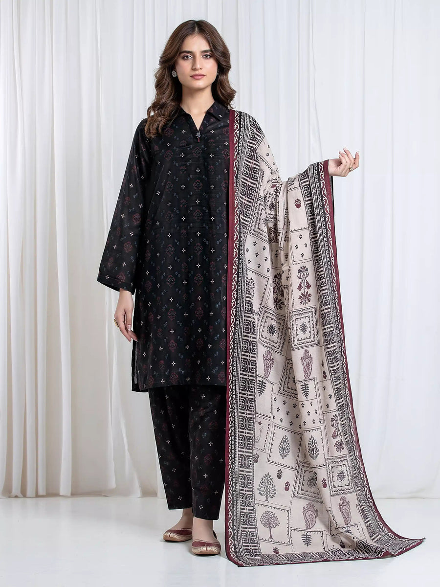 edenrobe Allure Unstitched Printed Khaddar 3Pc Suit EWU6A3-37179