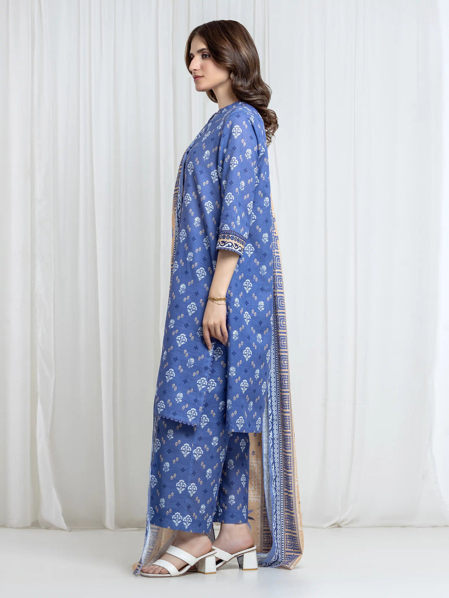 edenrobe Allure Unstitched Printed Khaddar 3Pc Suit EWU6A3-37180