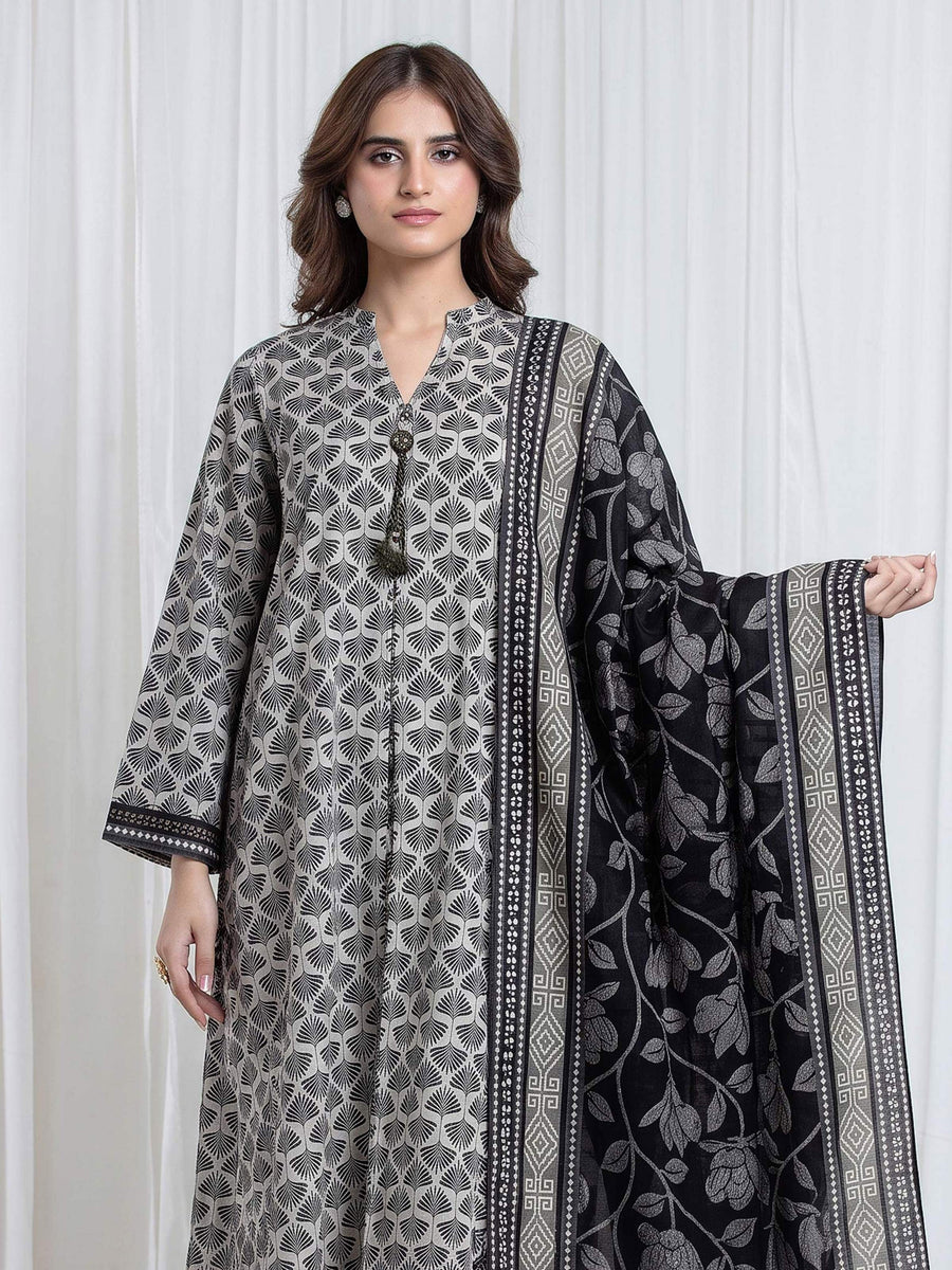 edenrobe Allure Unstitched Printed Khaddar 3Pc Suit EWU6A3-37184