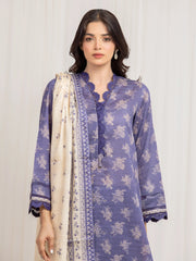 edenrobe Merak Printed Zari Lawn Unstitched 3Pc Suit EWU6M6-001