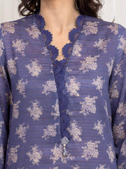 edenrobe Merak Printed Zari Lawn Unstitched 3Pc Suit EWU6M6-001