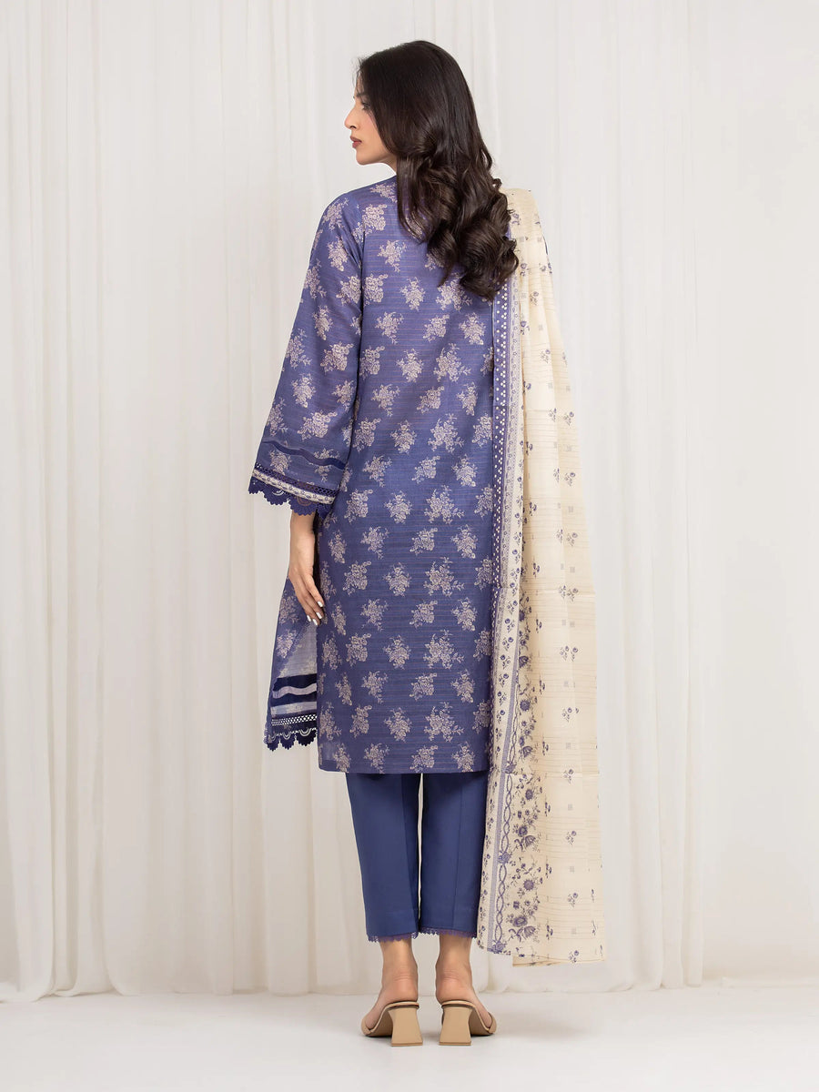 edenrobe Merak Printed Zari Lawn Unstitched 3Pc Suit EWU6M6-001