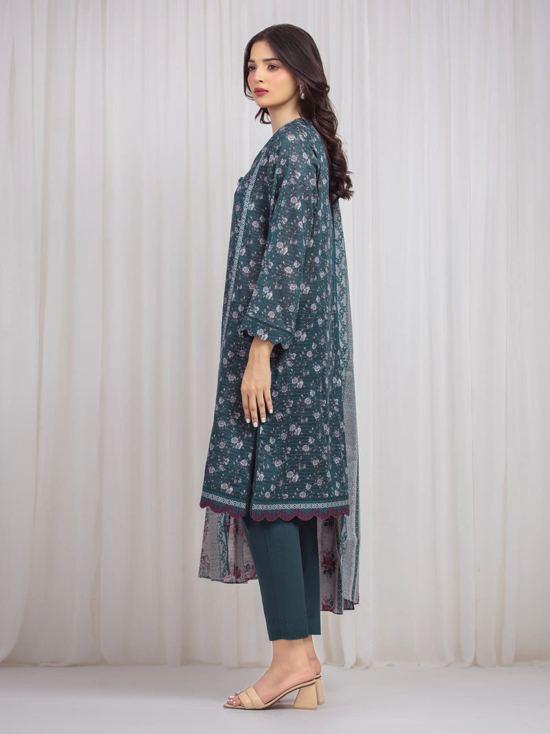 edenrobe Merak Printed Zari Lawn Unstitched 3Pc Suit EWU6M6-002