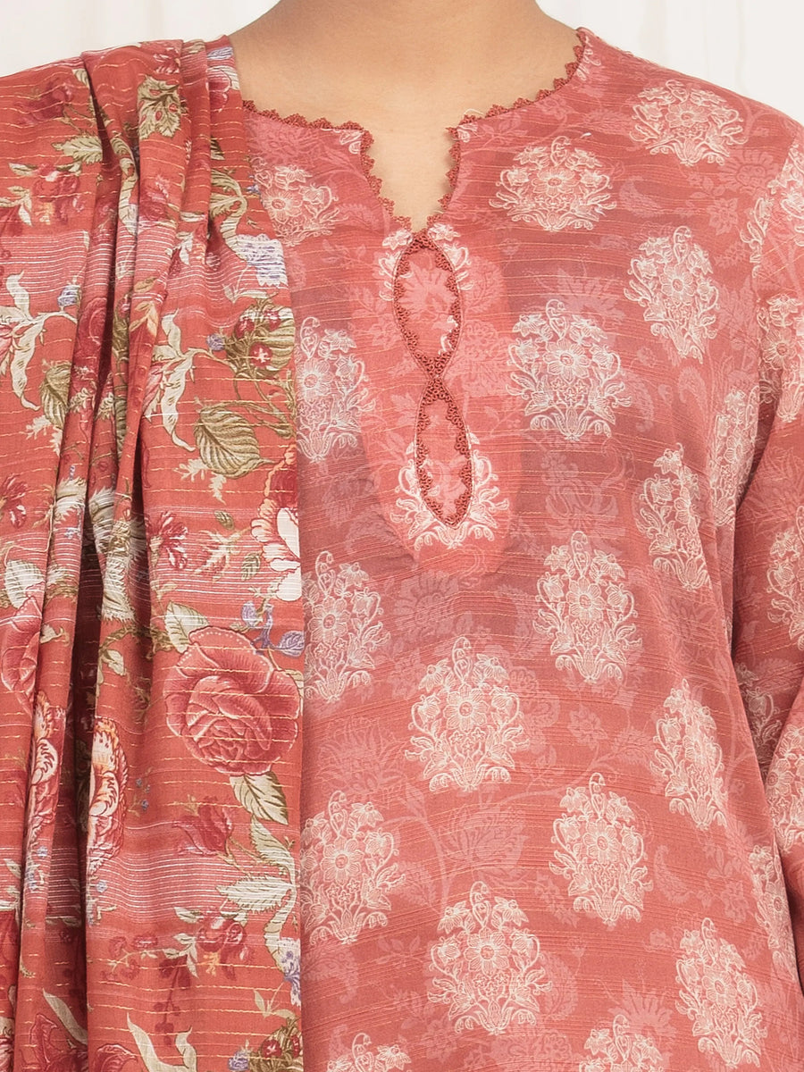 edenrobe Merak Printed Zari Lawn Unstitched 3Pc Suit EWU6M6-005
