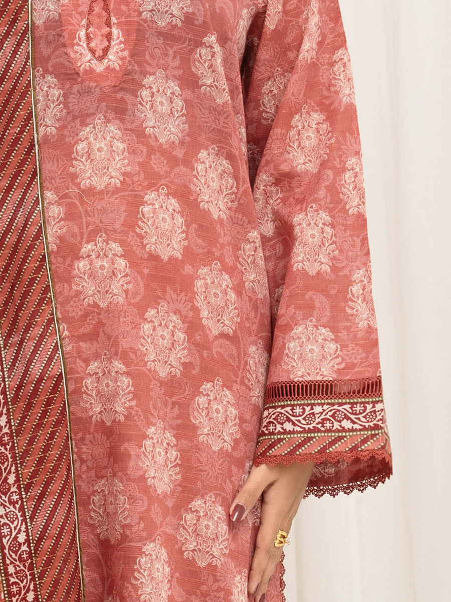 edenrobe Merak Printed Zari Lawn Unstitched 3Pc Suit EWU6M6-005