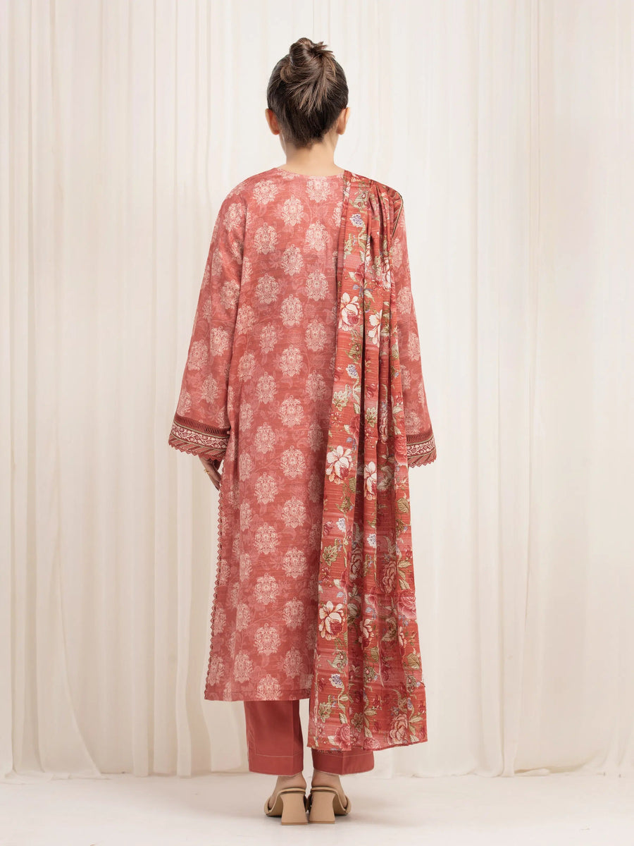 edenrobe Merak Printed Zari Lawn Unstitched 3Pc Suit EWU6M6-005