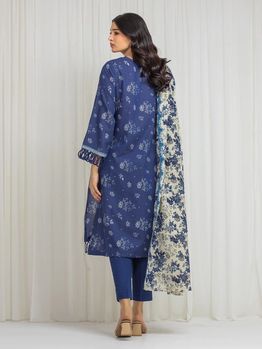 edenrobe Merak Printed Zari Lawn Unstitched 3Pc Suit EWU6M6-006