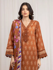 edenrobe Merak Printed Zari Lawn Unstitched 3Pc Suit EWU6M6-007