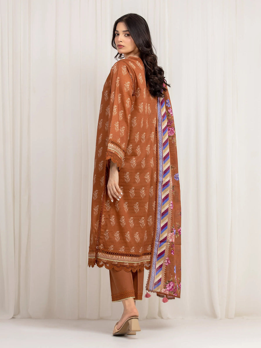 edenrobe Merak Printed Zari Lawn Unstitched 3Pc Suit EWU6M6-007