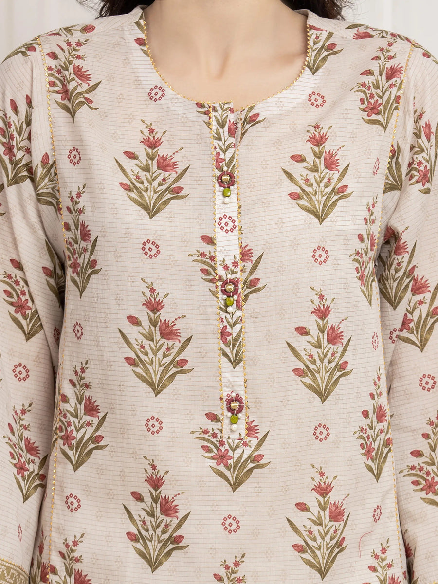edenrobe Merak Printed Zari Lawn Unstitched 3Pc Suit EWU6M6-010