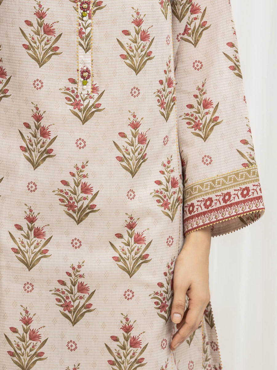 edenrobe Merak Printed Zari Lawn Unstitched 3Pc Suit EWU6M6-010