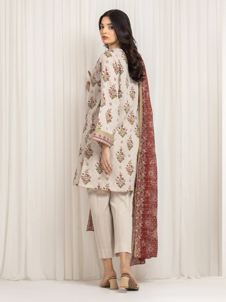 edenrobe Merak Printed Zari Lawn Unstitched 3Pc Suit EWU6M6-010
