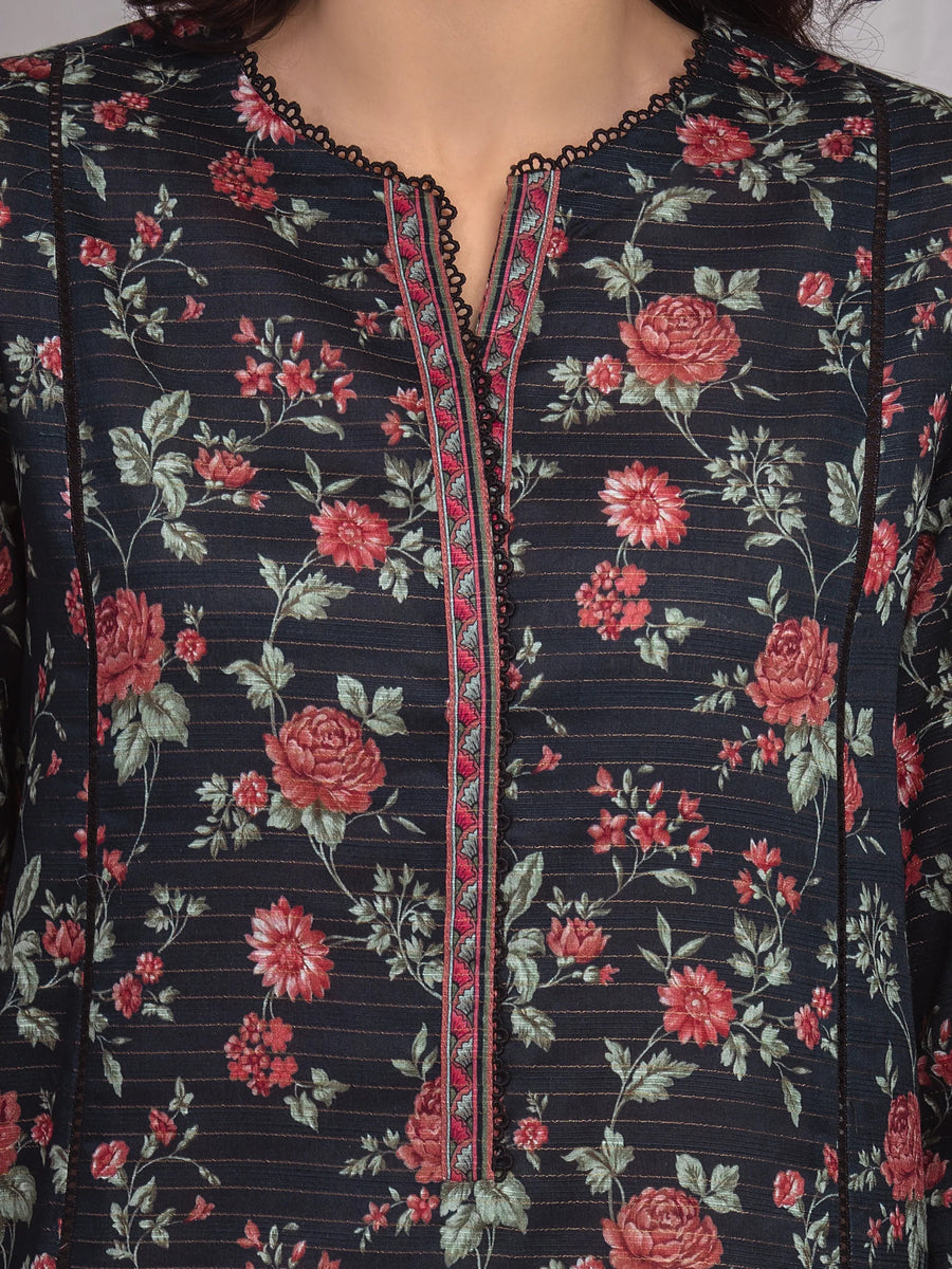 edenrobe Merak Printed Zari Lawn Unstitched 3Pc Suit EWU6M6-011