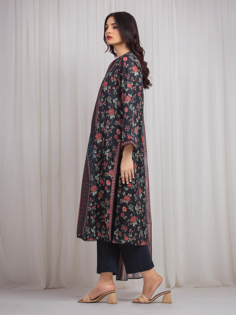 edenrobe Merak Printed Zari Lawn Unstitched 3Pc Suit EWU6M6-011