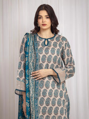 edenrobe Merak Printed Zari Lawn Unstitched 3Pc Suit EWU6M6-012