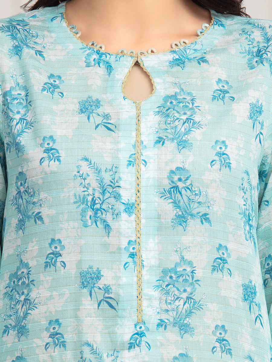 edenrobe Merak Printed Zari Lawn Unstitched 3Pc Suit EWU6M6-013
