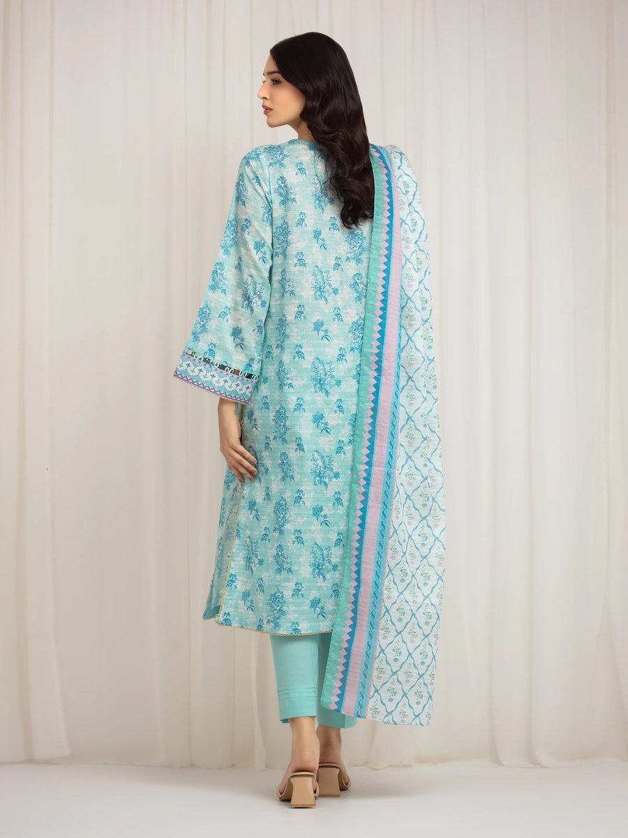 edenrobe Merak Printed Zari Lawn Unstitched 3Pc Suit EWU6M6-013