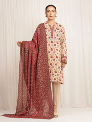 edenrobe Merak Printed Zari Lawn Unstitched 3Pc Suit EWU6M6-014