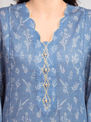 edenrobe Merak Printed Zari Lawn Unstitched 3Pc Suit EWU6M6-015