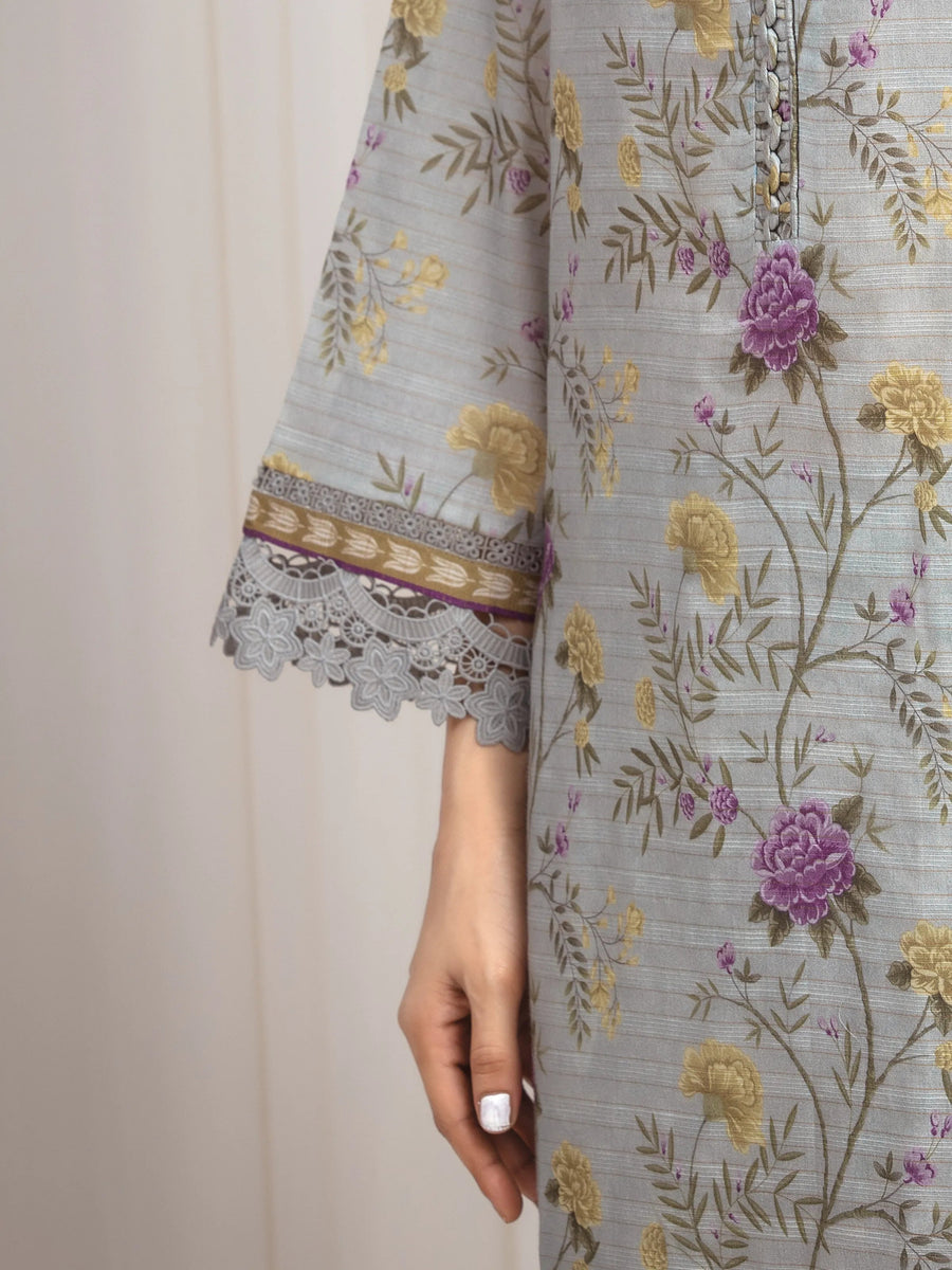 edenrobe Merak Printed Zari Lawn Unstitched 3Pc Suit EWU6M6-016