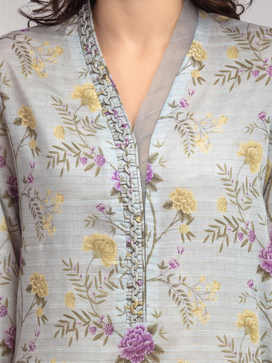 edenrobe Merak Printed Zari Lawn Unstitched 3Pc Suit EWU6M6-016
