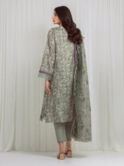 edenrobe Merak Printed Zari Lawn Unstitched 3Pc Suit EWU6M6-017