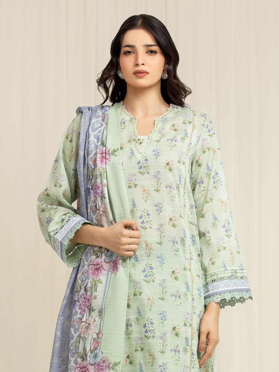 edenrobe Merak Printed Zari Lawn Unstitched 3Pc Suit EWU6M6-019