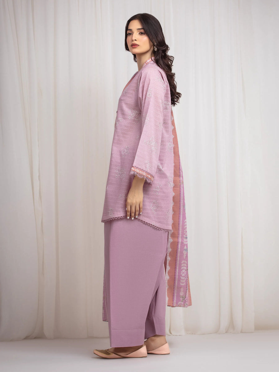 edenrobe Merak Printed Zari Lawn Unstitched 3Pc Suit EWU6M6-021