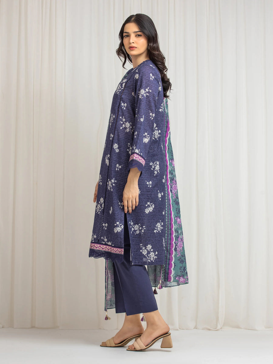 edenrobe Merak Printed Zari Lawn Unstitched 3Pc Suit EWU6M6-022