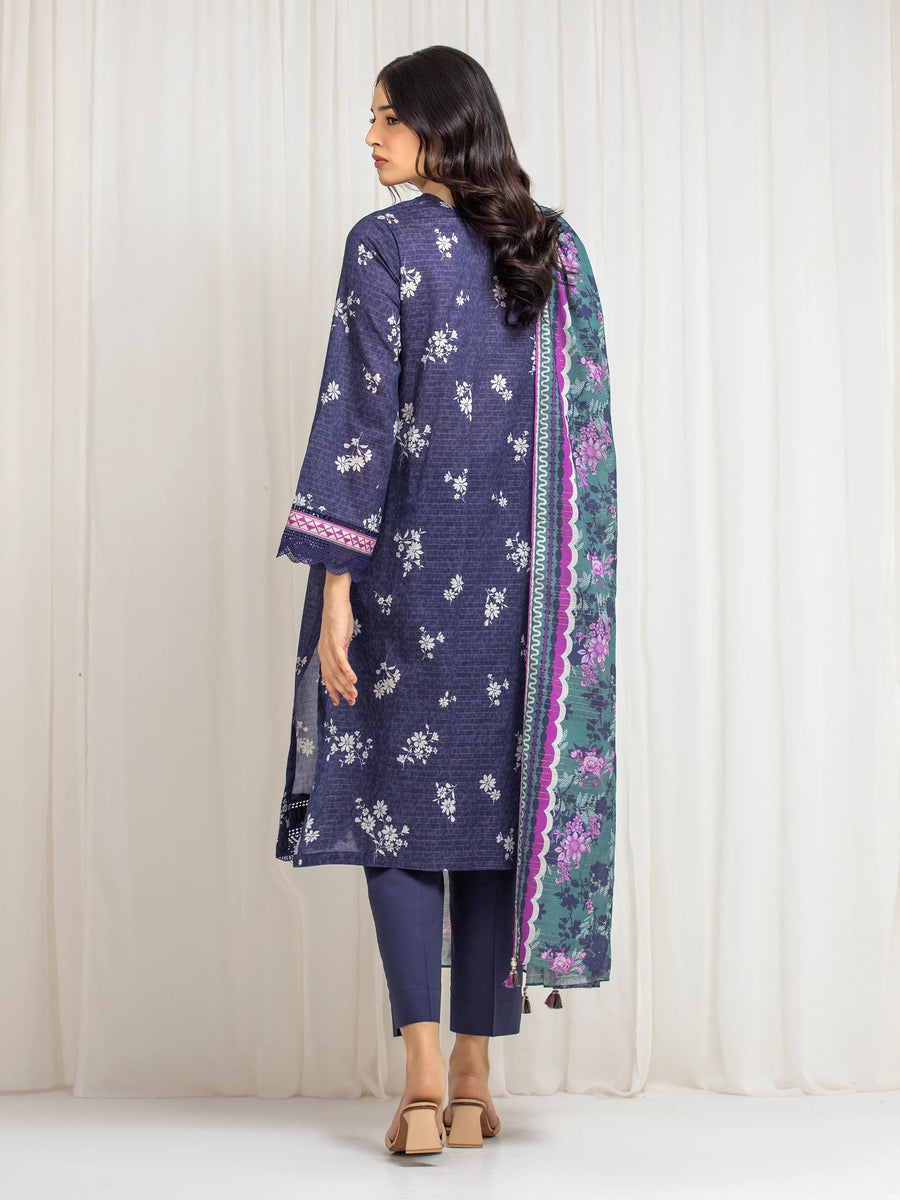 edenrobe Merak Printed Zari Lawn Unstitched 3Pc Suit EWU6M6-022
