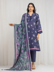 edenrobe Merak Printed Zari Lawn Unstitched 3Pc Suit EWU6M6-022