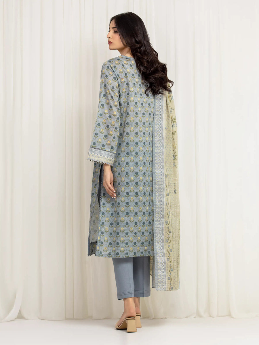 edenrobe Merak Printed Zari Lawn Unstitched 3Pc Suit EWU6M6-023