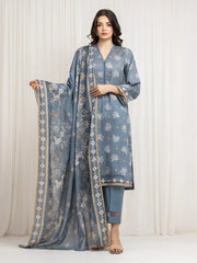 edenrobe Merak Printed Zari Lawn Unstitched 3Pc Suit EWU6M6-024