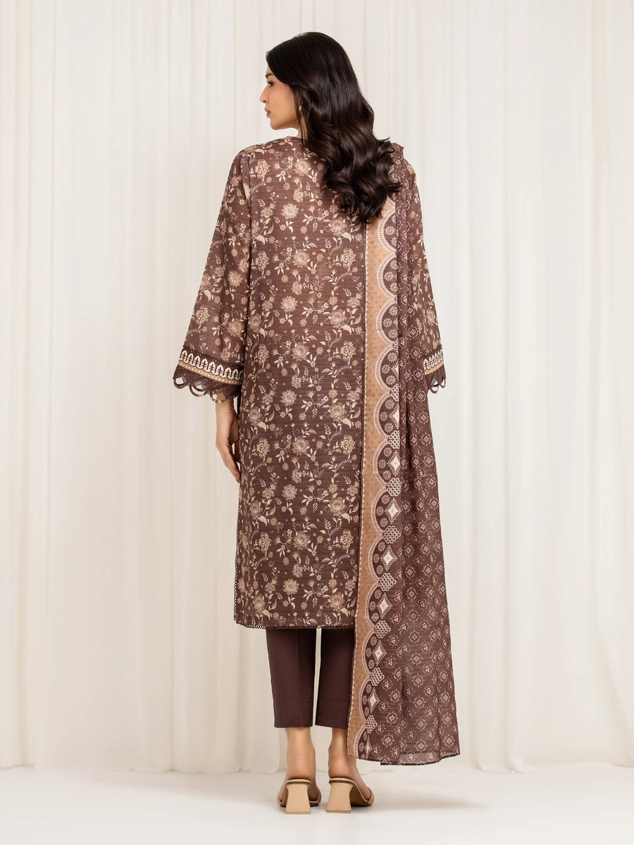 edenrobe Merak Printed Zari Lawn Unstitched 3Pc Suit EWU6M6-025