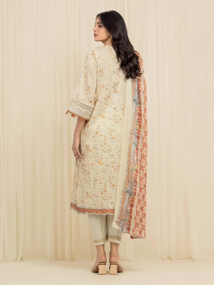 edenrobe Merak Printed Zari Lawn Unstitched 3Pc Suit EWU6M6-026