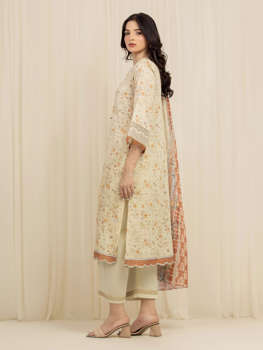 edenrobe Merak Printed Zari Lawn Unstitched 3Pc Suit EWU6M6-026