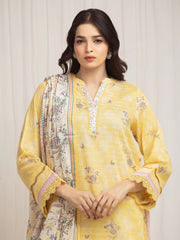 edenrobe Merak Printed Zari Lawn Unstitched 3Pc Suit EWU6M6-027