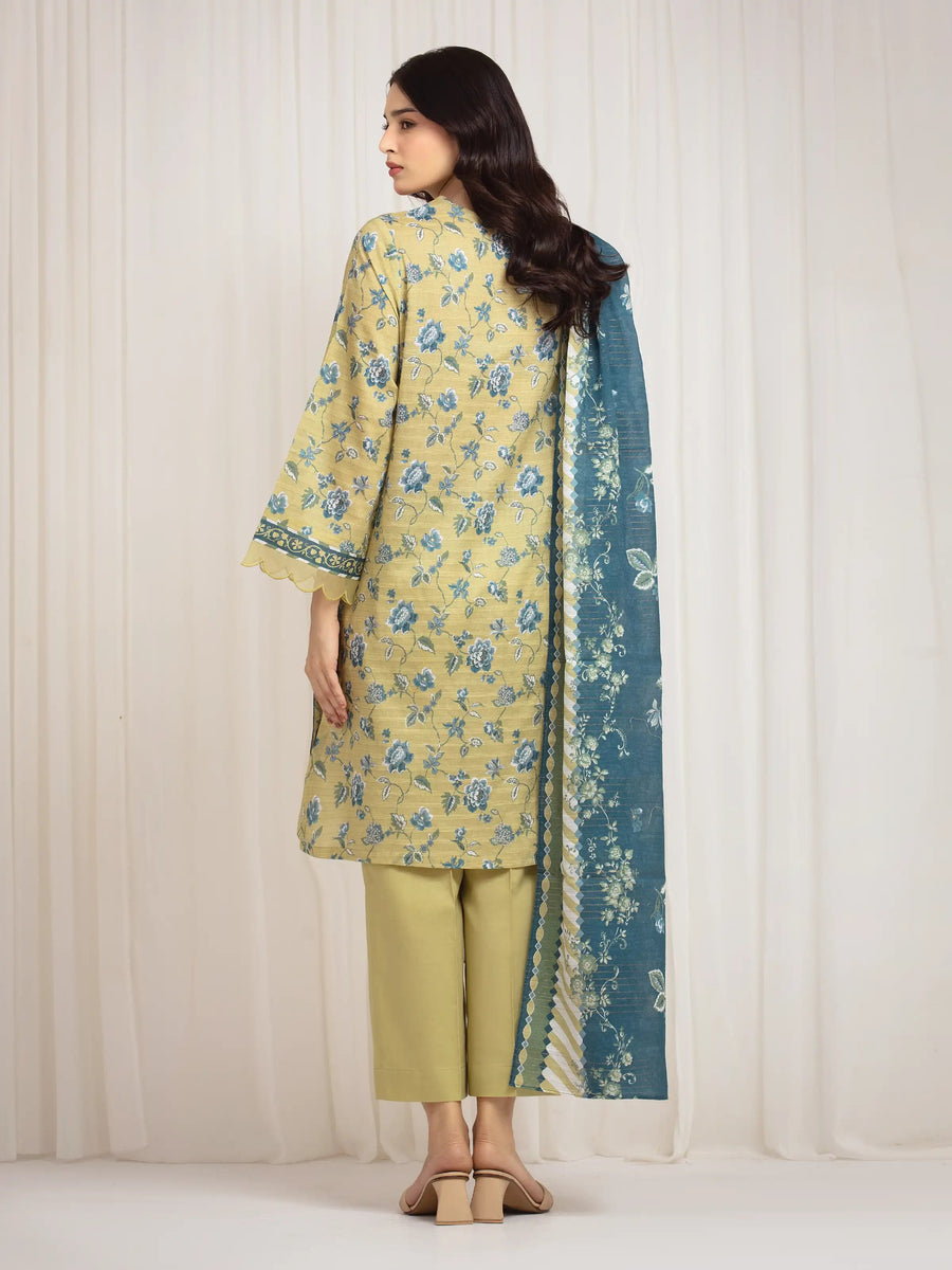 edenrobe Merak Printed Zari Lawn Unstitched 3Pc Suit EWU6M6-028