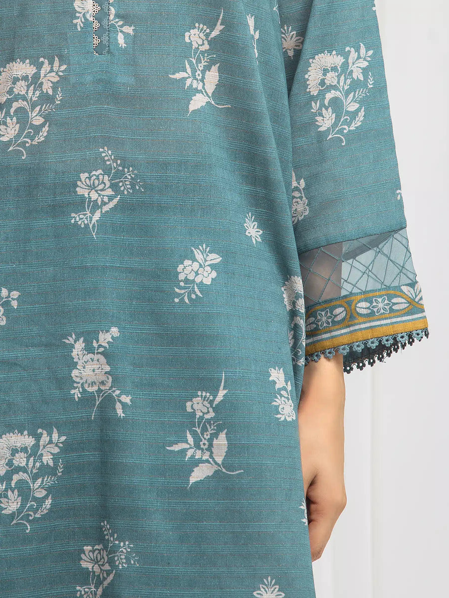 edenrobe Merak Printed Zari Lawn Unstitched 3Pc Suit EWU6M6-029