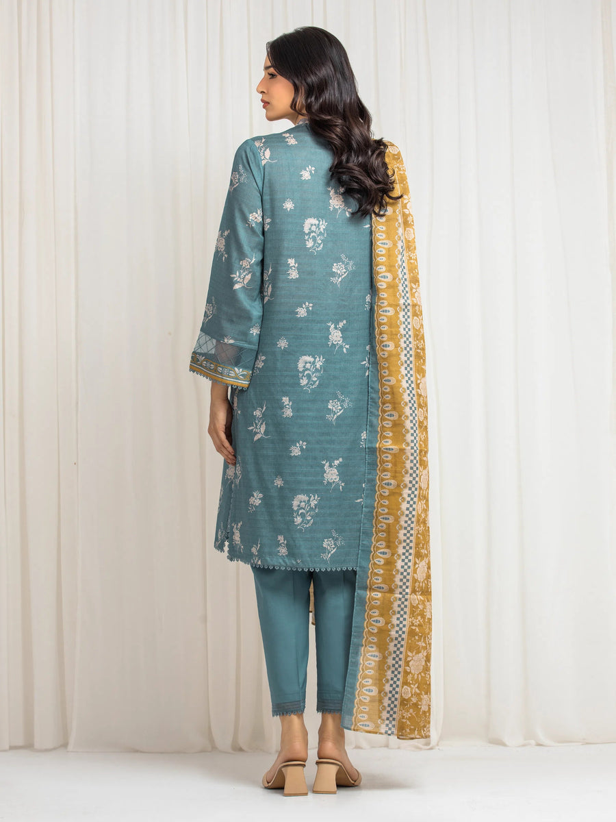 edenrobe Merak Printed Zari Lawn Unstitched 3Pc Suit EWU6M6-029