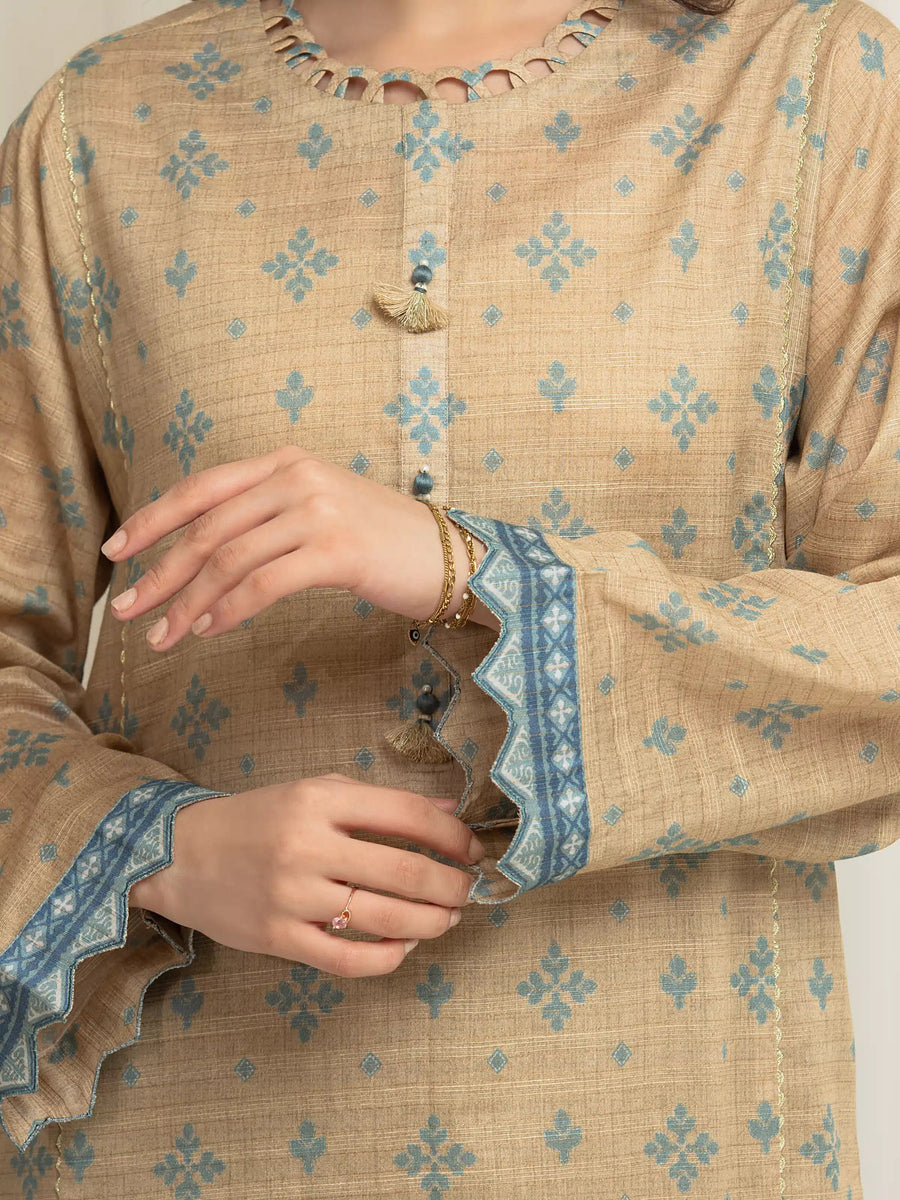 edenrobe Merak Printed Zari Lawn Unstitched 3Pc Suit EWU6M6-030
