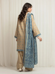 edenrobe Merak Printed Zari Lawn Unstitched 3Pc Suit EWU6M6-030