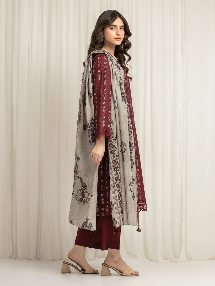 edenrobe Merak Printed Zari Lawn Unstitched 3Pc Suit EWU6M6-031