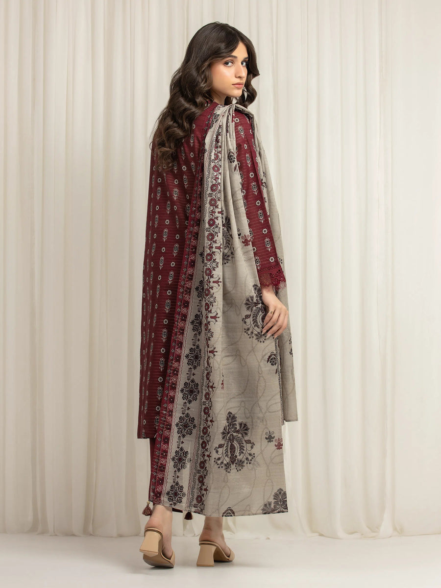 edenrobe Merak Printed Zari Lawn Unstitched 3Pc Suit EWU6M6-031