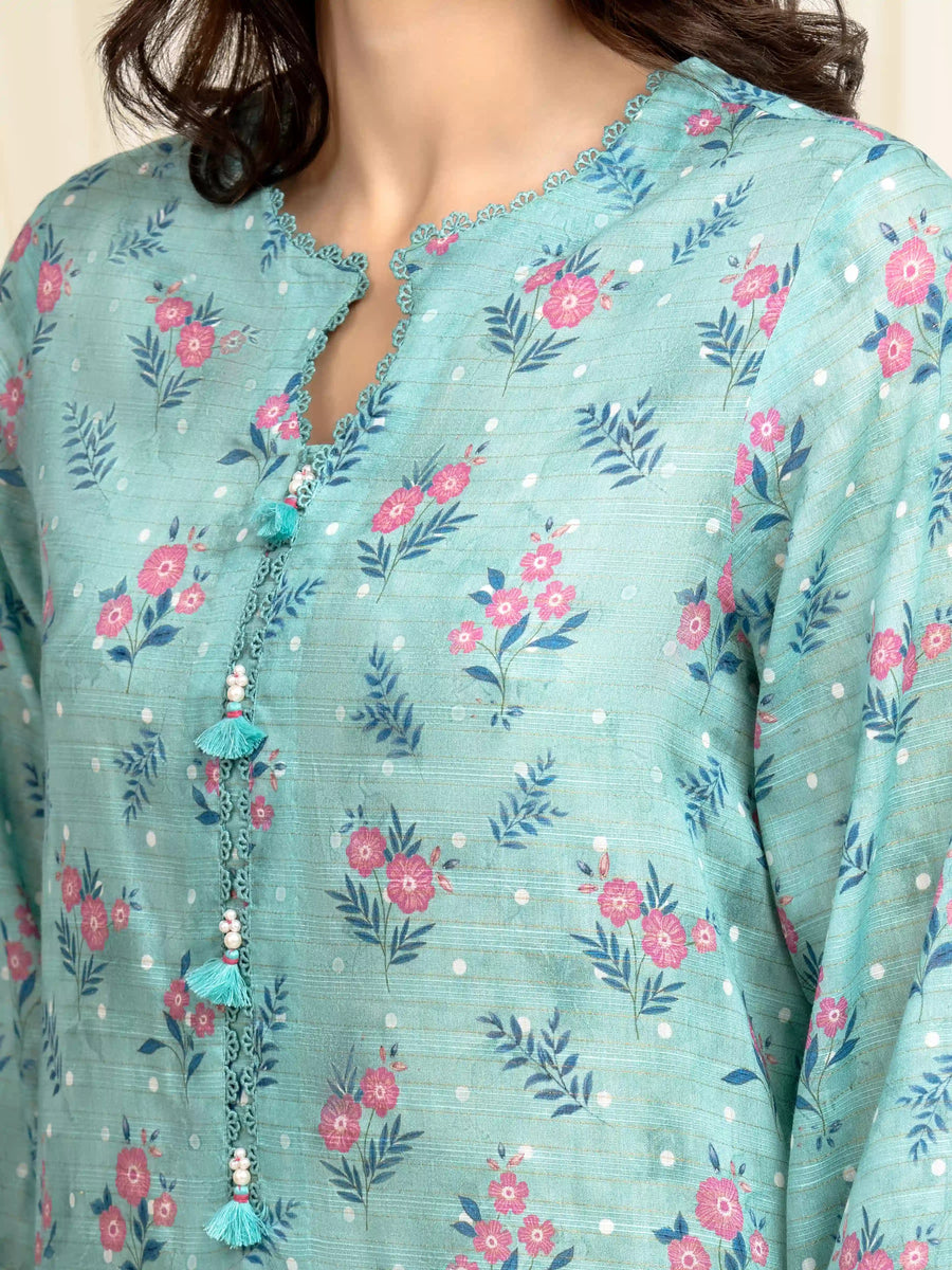 edenrobe Merak Printed Zari Lawn Unstitched 3Pc Suit EWU6M6-034