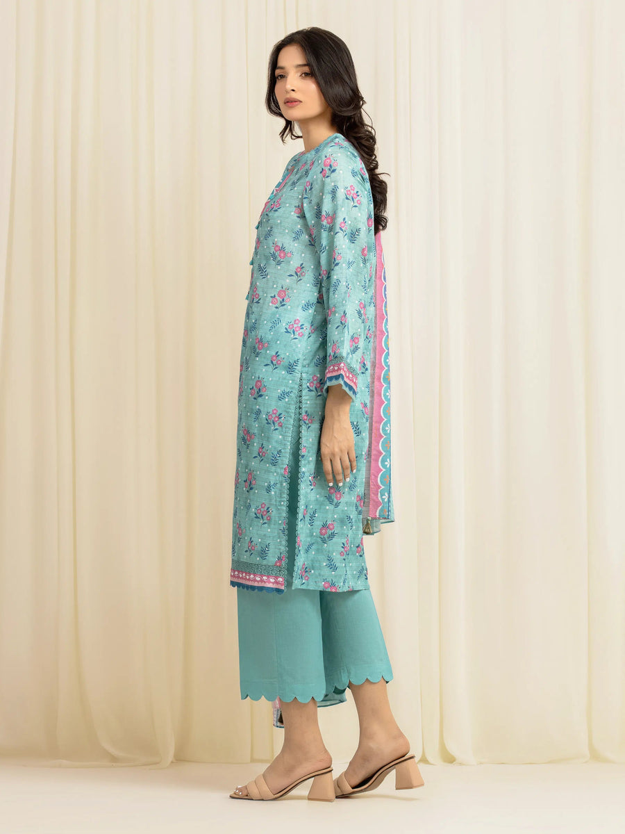 edenrobe Merak Printed Zari Lawn Unstitched 3Pc Suit EWU6M6-034
